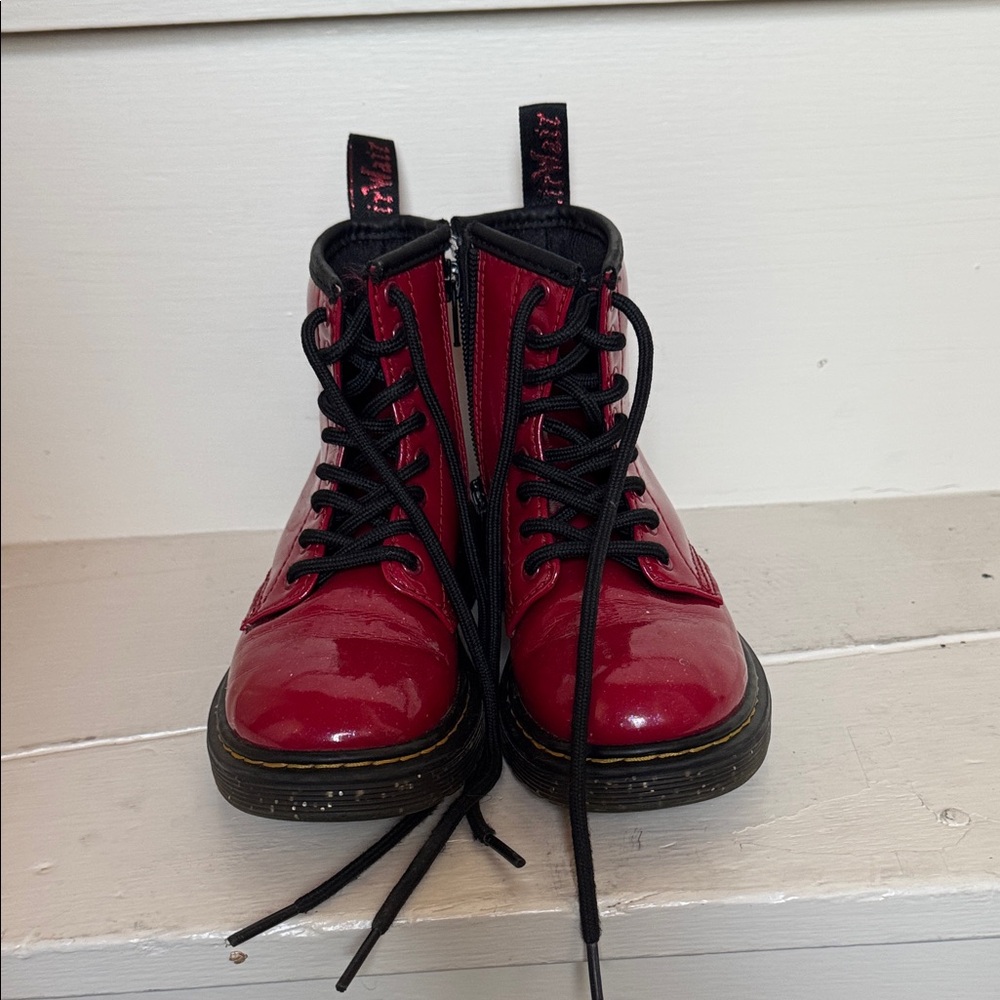 Dr Martin Kids pink/red sparkle Lace-Up Combat Boots - Classic Style